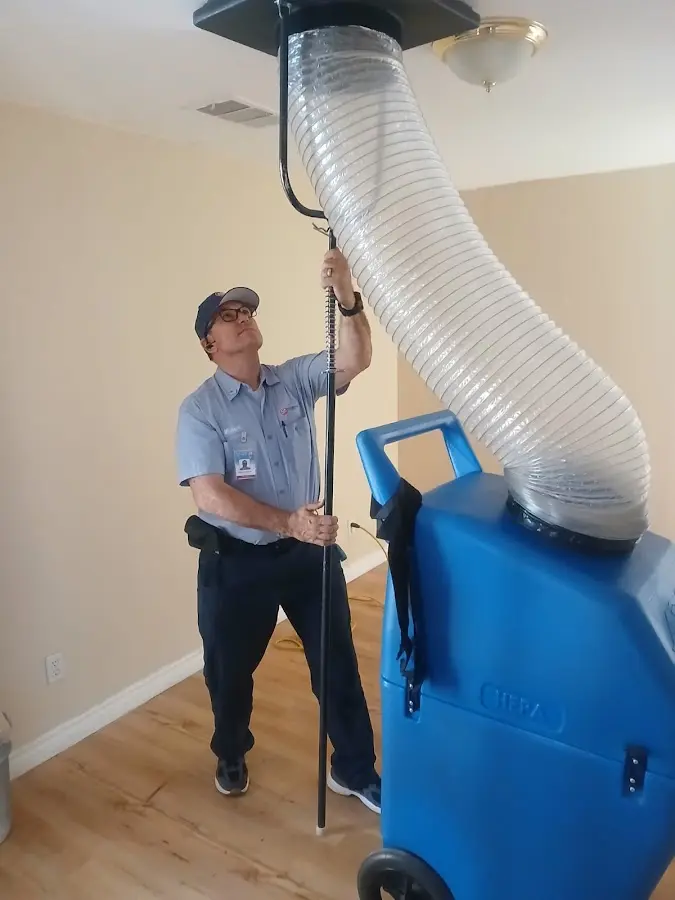 Mini Split Installation technician using HEPA equipment in East St. Louis
